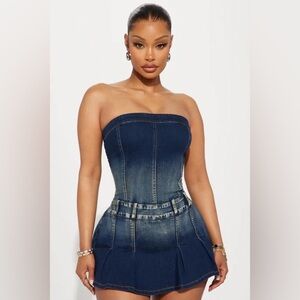 Denim Strapless Romper - Medium